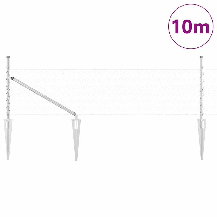 Afrasteringspaal Zilver 10 x 0,5 m (25 mm gaas) Staal