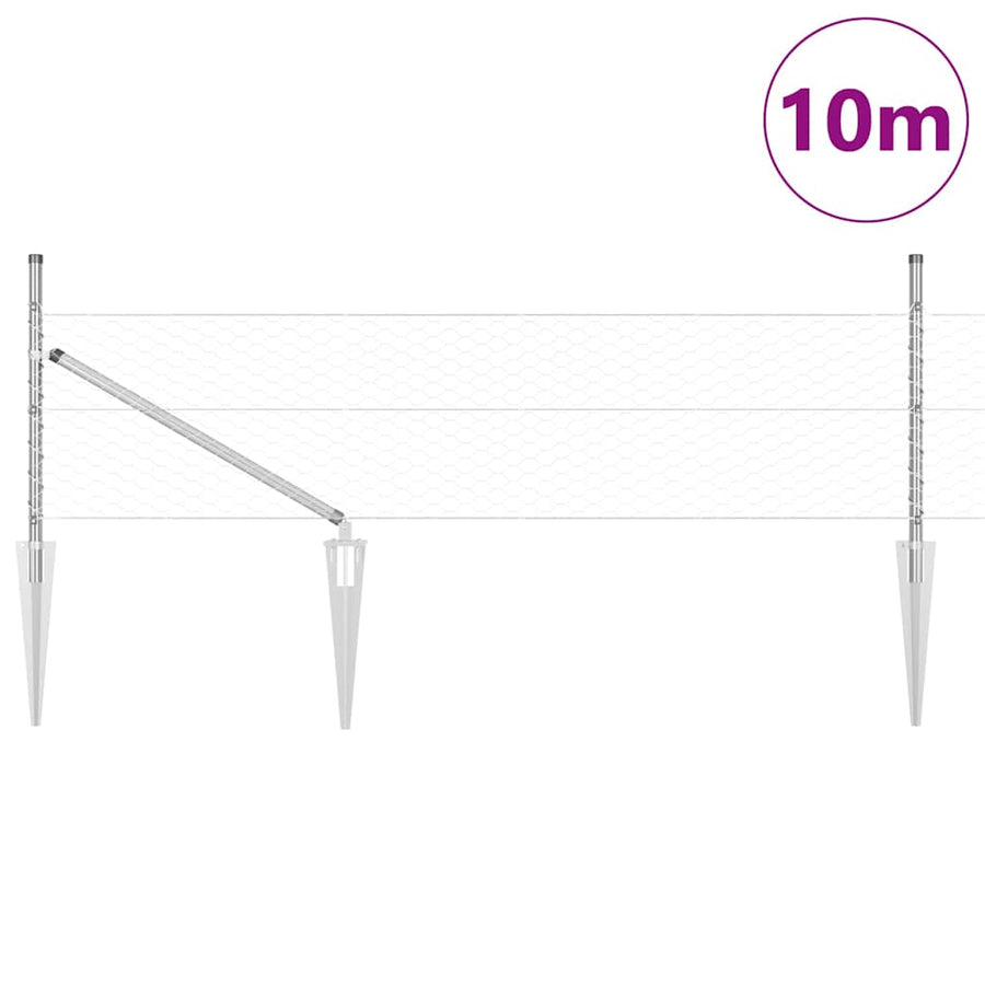 Afrasteringspaal Zilver 10 x 0,5 m (36 mm gaas) Staal
