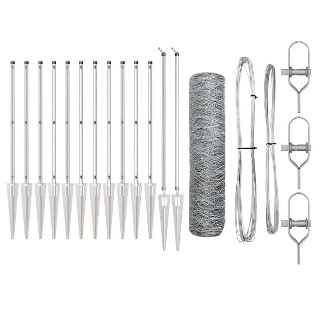 Afrasteringspaal Zilver 10 x 0,6 m (36 mm gaas) Staal