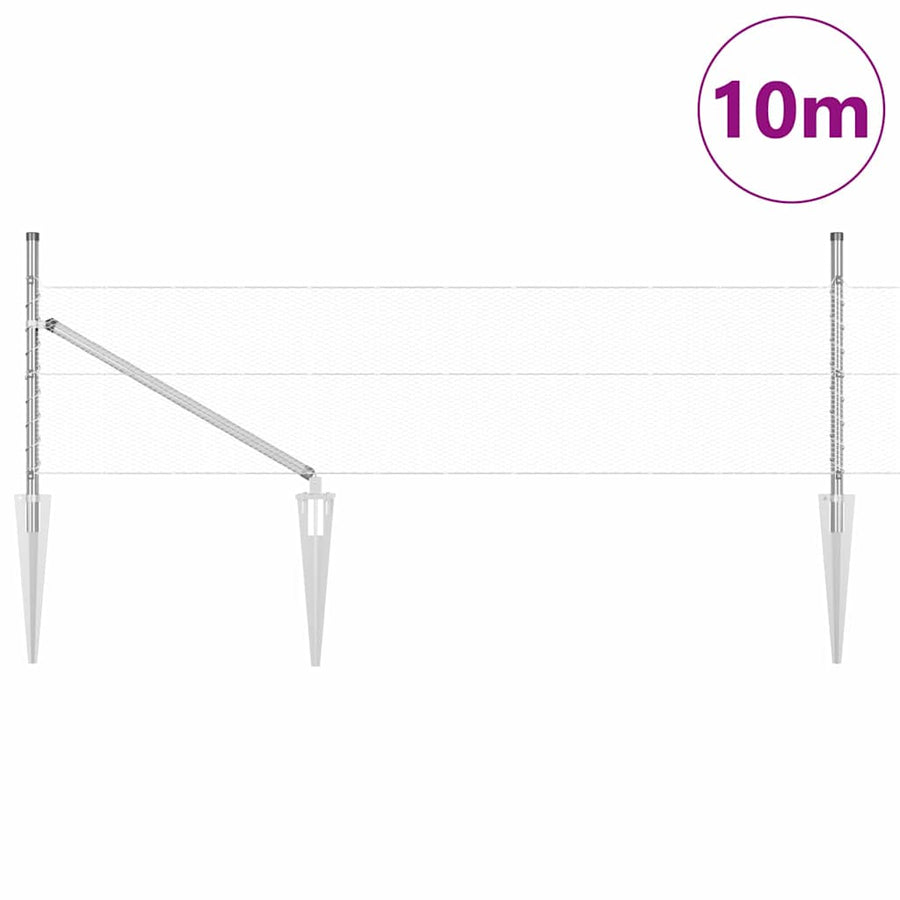 Afrasteringspaal Zilver 10 x 0,8 m (13 mm gaas) Staal