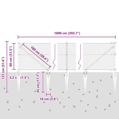 Afrasteringspaal Zilver 10 x 0,8 m (25 mm gaas) Staal