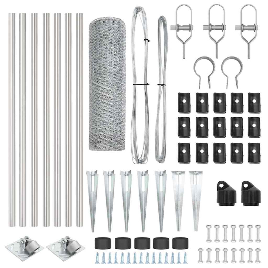 Afrasteringspaal Zilver 10 x 1 m (25 mm gaas) Staal