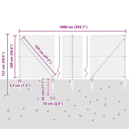 Afrasteringspaal Zilver 10 x 1 m (25 mm gaas) Staal