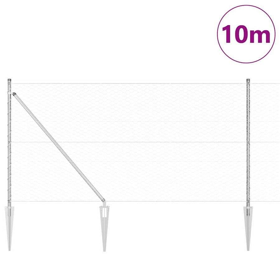 Afrasteringspaal Zilver 10 x 1 m (36 mm gaas) Staal