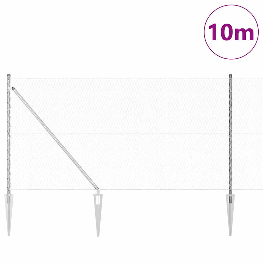 Afrasteringspaal Zilver 10 x 1,2 m (13 mm gaas) Staal