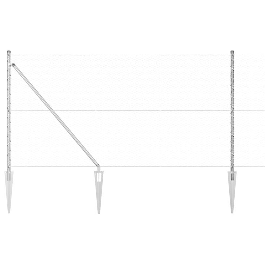 Afrasteringspaal Zilver 10 x 1,2 m (25 mm gaas) Staal