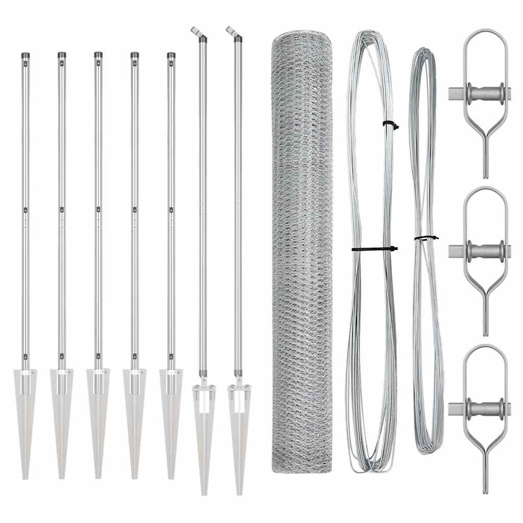Afrasteringspaal Zilver 10 x 1,2 m (25 mm gaas) Staal