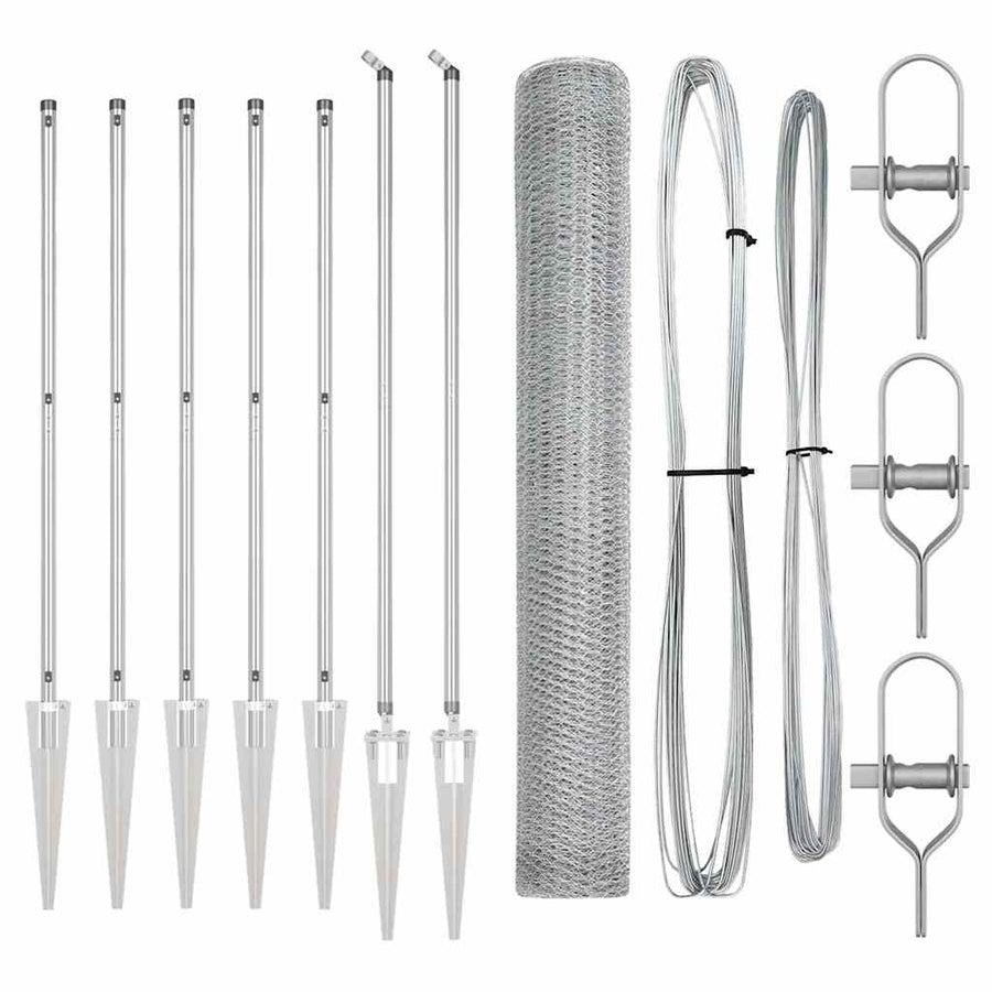 Afrasteringspaal Zilver 10 x 1,2 m (25 mm gaas) Staal