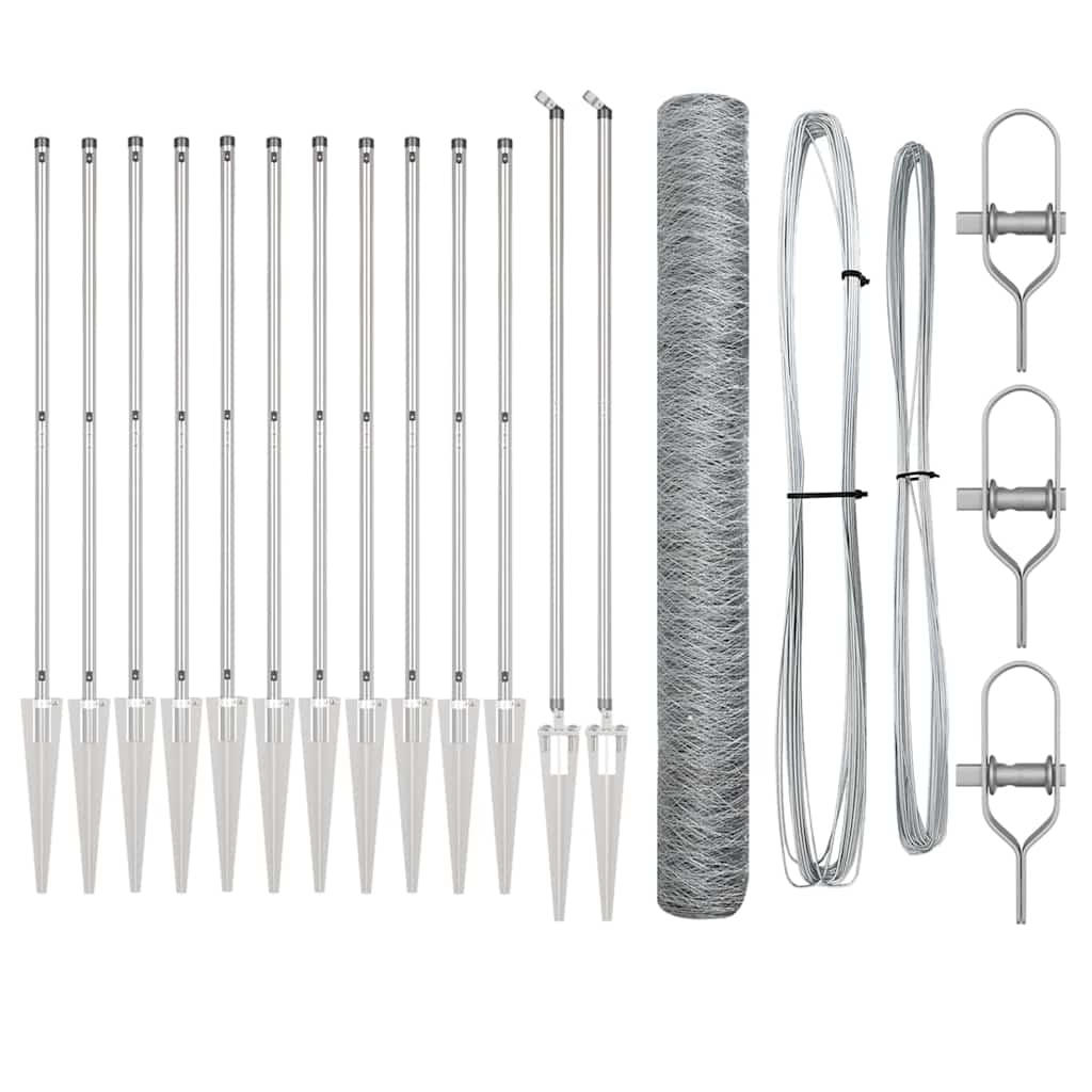 Afrasteringspaal Zilver 10 x 1,4 m (36 mm gaas) Staal