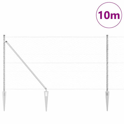 Afrasteringspaal Zilver 10 x 1,4 m (50 mm gaas) Staal