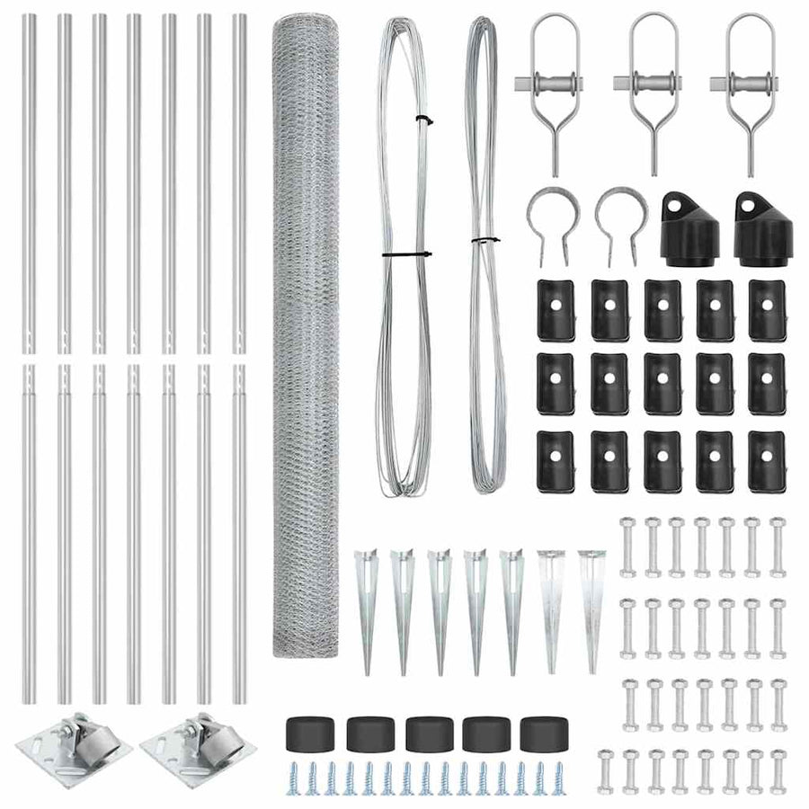 Afrasteringspaal Zilver 10 x 1,5 m (25 mm gaas) Staal