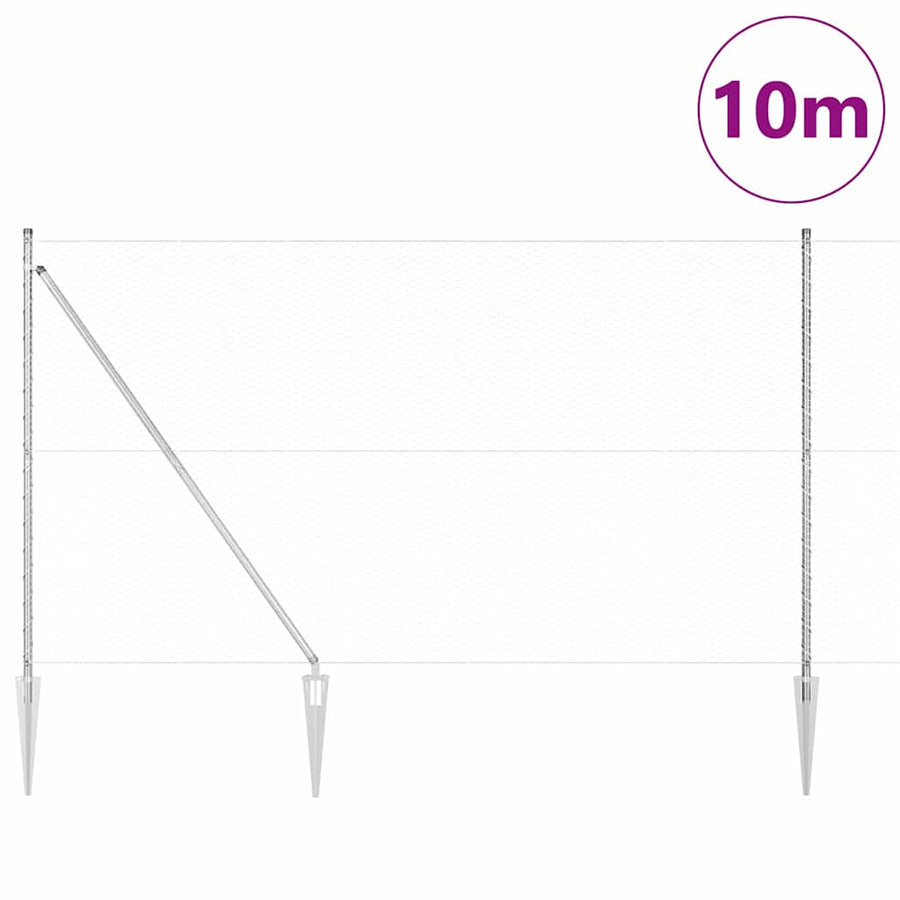 Afrasteringspaal Zilver 10 x 1,5 m (25 mm gaas) Staal