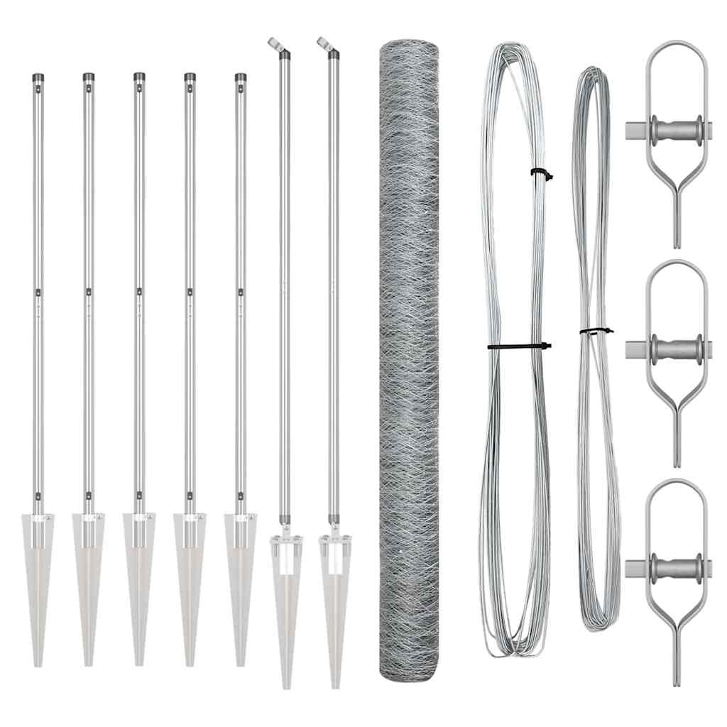 Afrasteringspaal Zilver 10 x 1,6 m (50 mm gaas) Staal