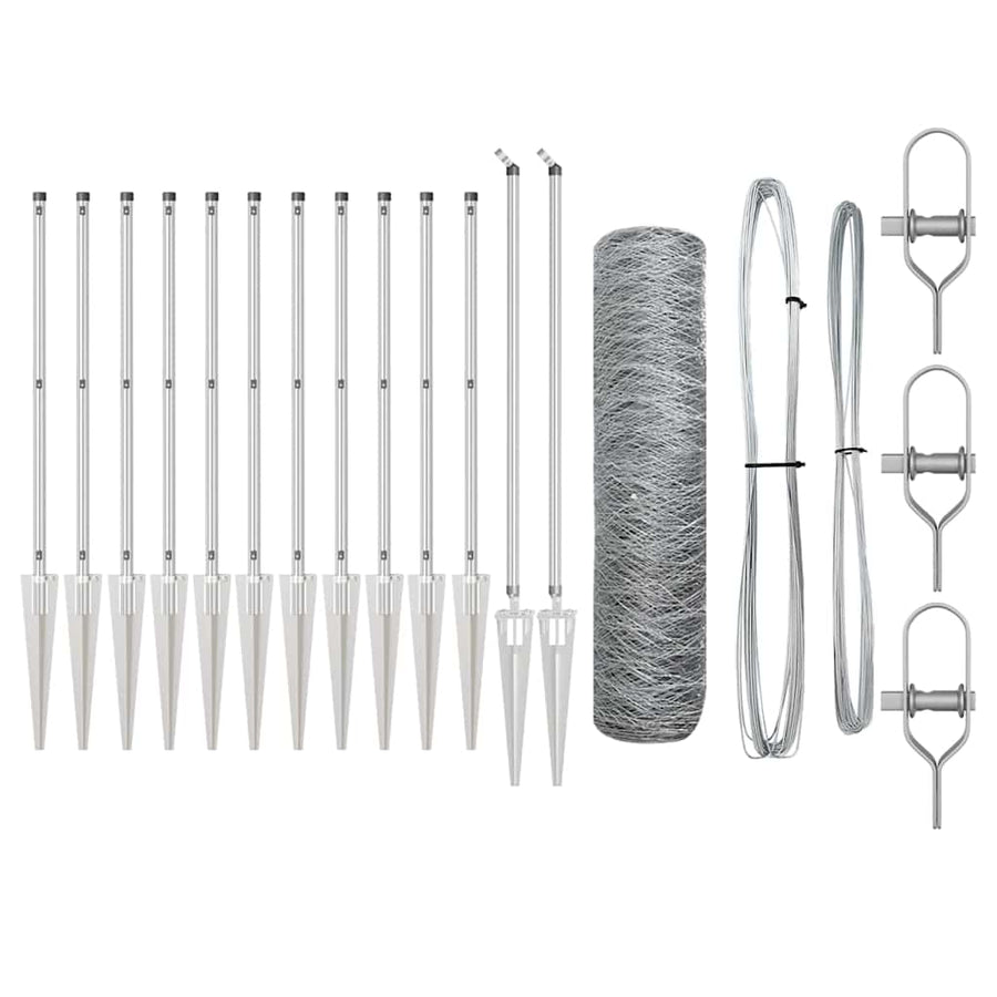 Afrasteringspaal Zilver 25 x 0,4 m (36 mm gaas) Staal