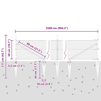 Afrasteringspaal Zilver 25 x 0,5 m (25 mm gaas) Staal