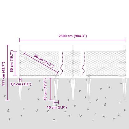 Afrasteringspaal Zilver 25 x 0,5 m (36 mm gaas) Staal