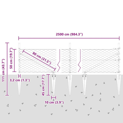 Afrasteringspaal Zilver 25 x 0,5 m (50 mm gaas) Staal