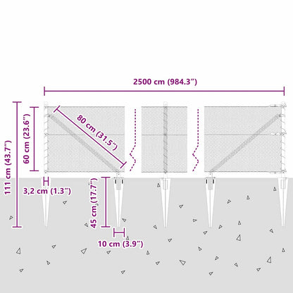 Afrasteringspaal Zilver 25 x 0,6 m (13 mm gaas) Staal