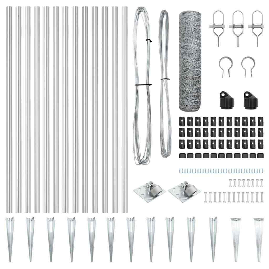 Afrasteringspaal Zilver 25 x 0,8 m (36 mm gaas) Staal