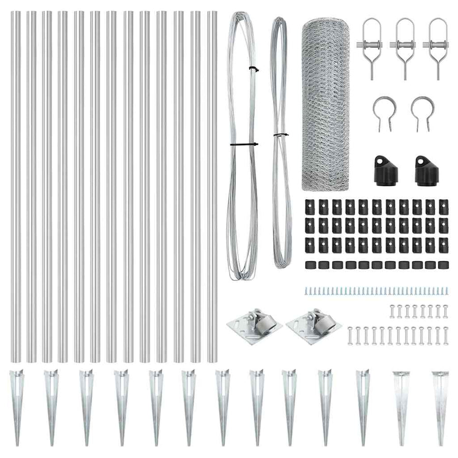 Afrasteringspaal Zilver 25 x 1 m (13 mm gaas) Staal