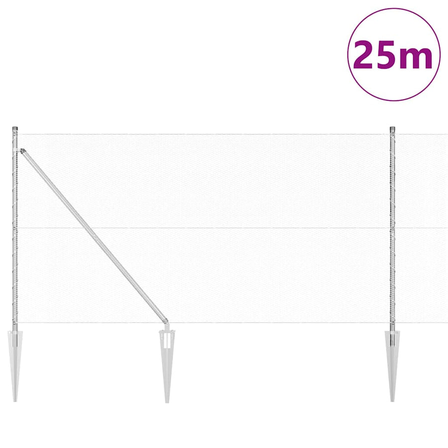 Afrasteringspaal Zilver 25 x 1 m (13 mm gaas) Staal