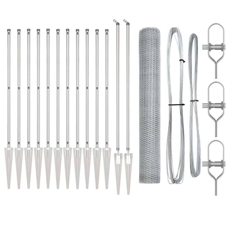 Afrasteringspaal Zilver 25 x 1,2 m (25 mm gaas) Staal