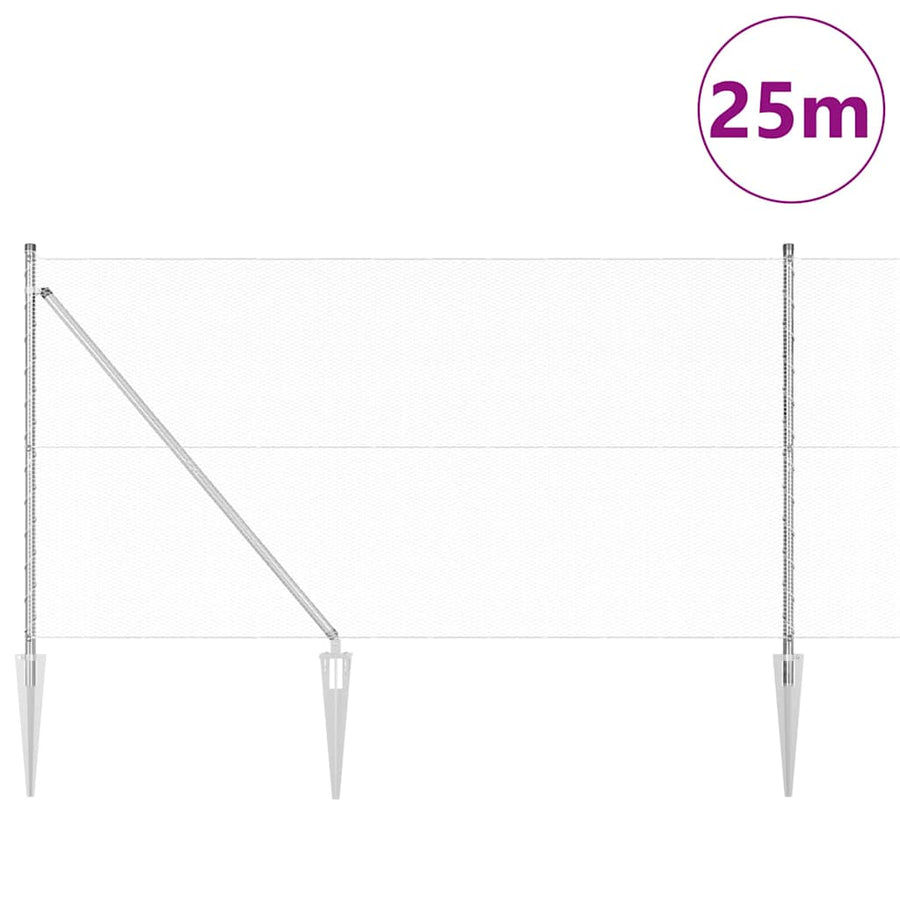 Afrasteringspaal Zilver 25 x 1,4 m (13 mm gaas) Staal
