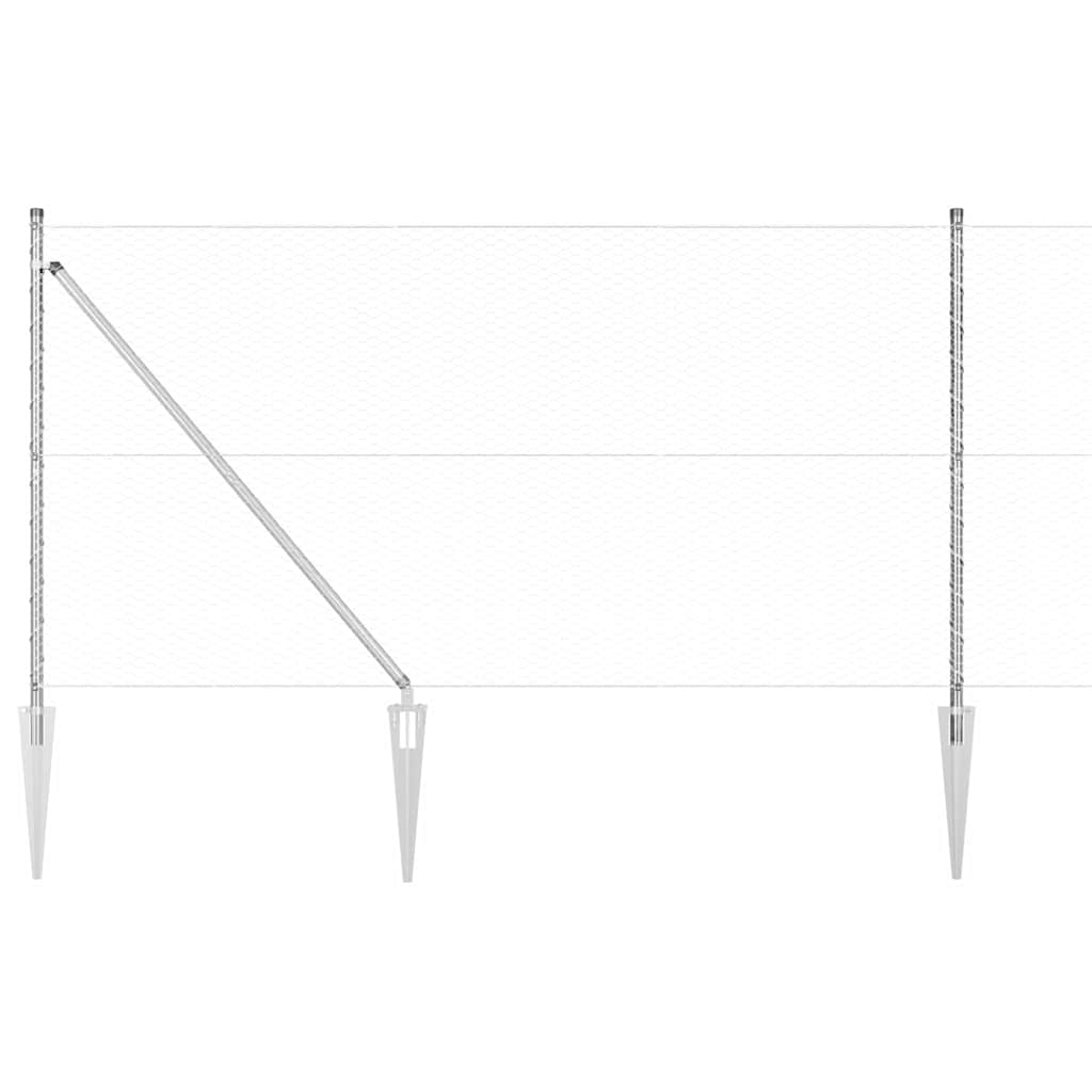 Afrasteringspaal Zilver 25 x 1,4 m (25 mm gaas) Staal