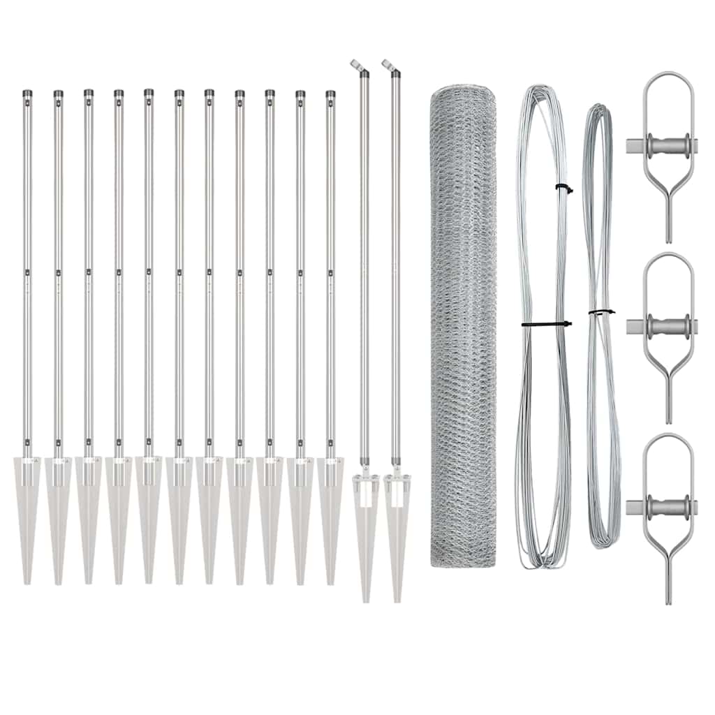 Afrasteringspaal Zilver 25 x 1,4 m (25 mm gaas) Staal