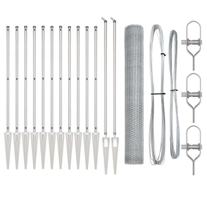 Afrasteringspaal Zilver 25 x 1,4 m (25 mm gaas) Staal