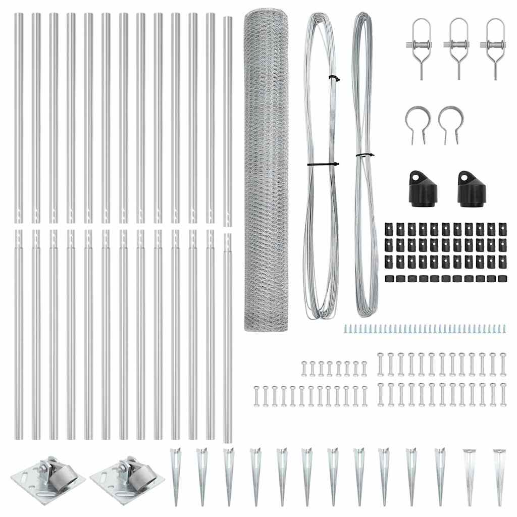 Afrasteringspaal Zilver 25 x 1,4 m (25 mm gaas) Staal