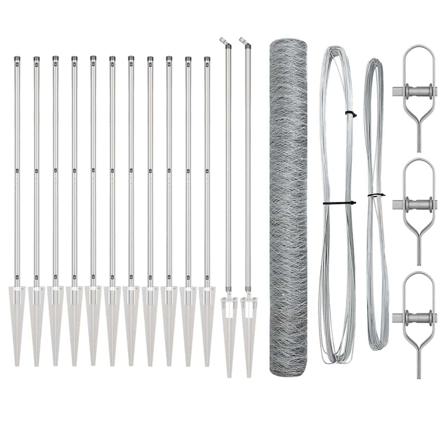 Afrasteringspaal Zilver 25 x 1,4 m (36 mm gaas) Staal