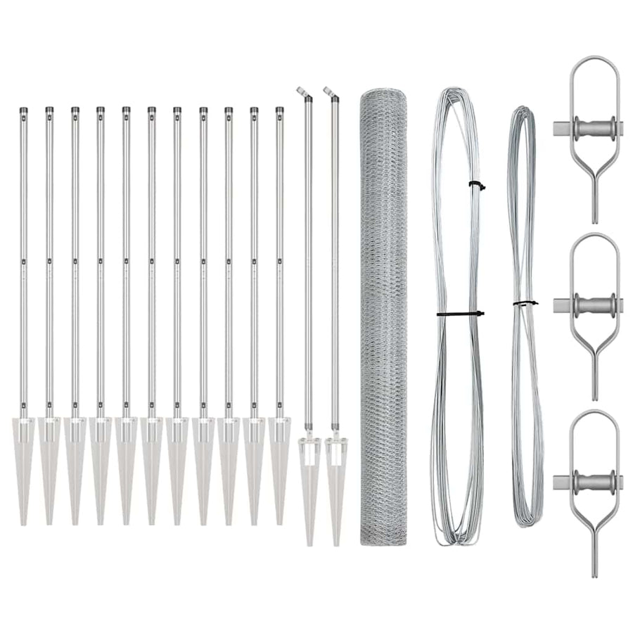 Afrasteringspaal Zilver 25 x 1,5 m (25 mm gaas) Staal