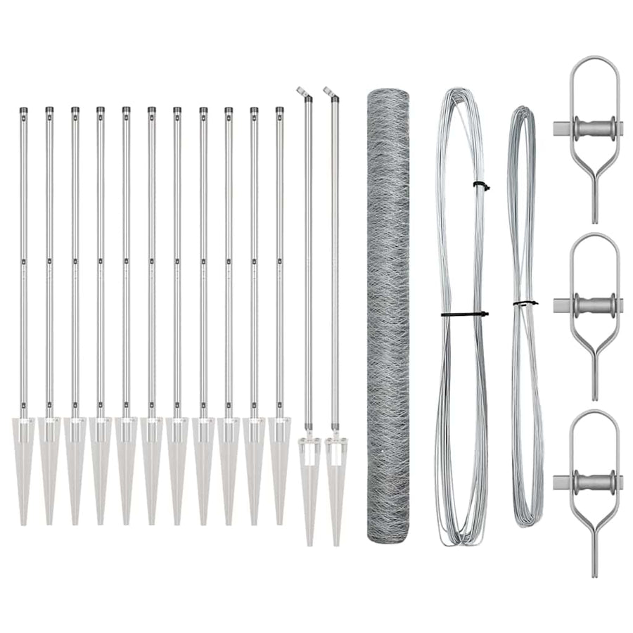 Afrasteringspaal Zilver 25 x 1,5 m (36 mm gaas) Staal