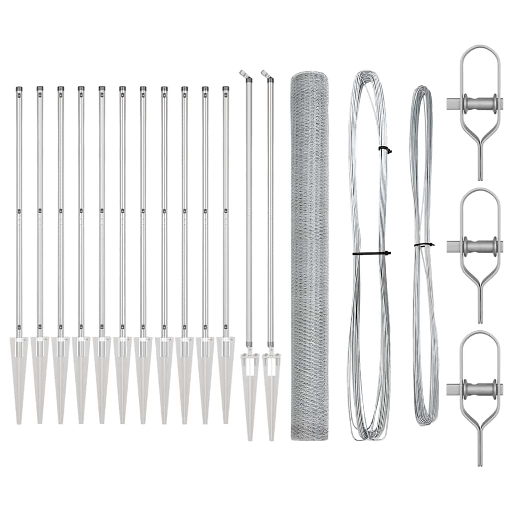 Afrasteringspaal Zilver 25 x 1,6 m (13 mm gaas) Staal