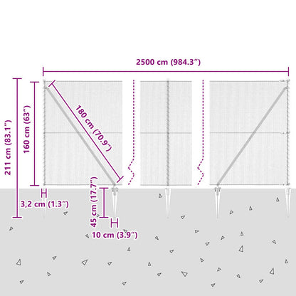 Afrasteringspaal Zilver 25 x 1,6 m (13 mm gaas) Staal