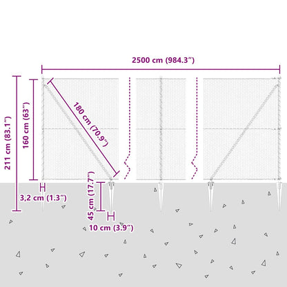 Afrasteringspaal Zilver 25 x 1,6 m (25 mm gaas) Staal