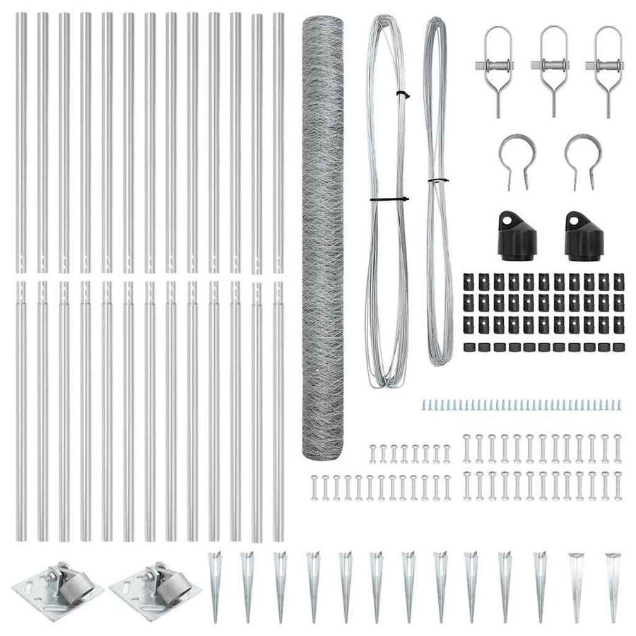Afrasteringspaal Zilver 25 x 1,6 m (36 mm gaas) Staal