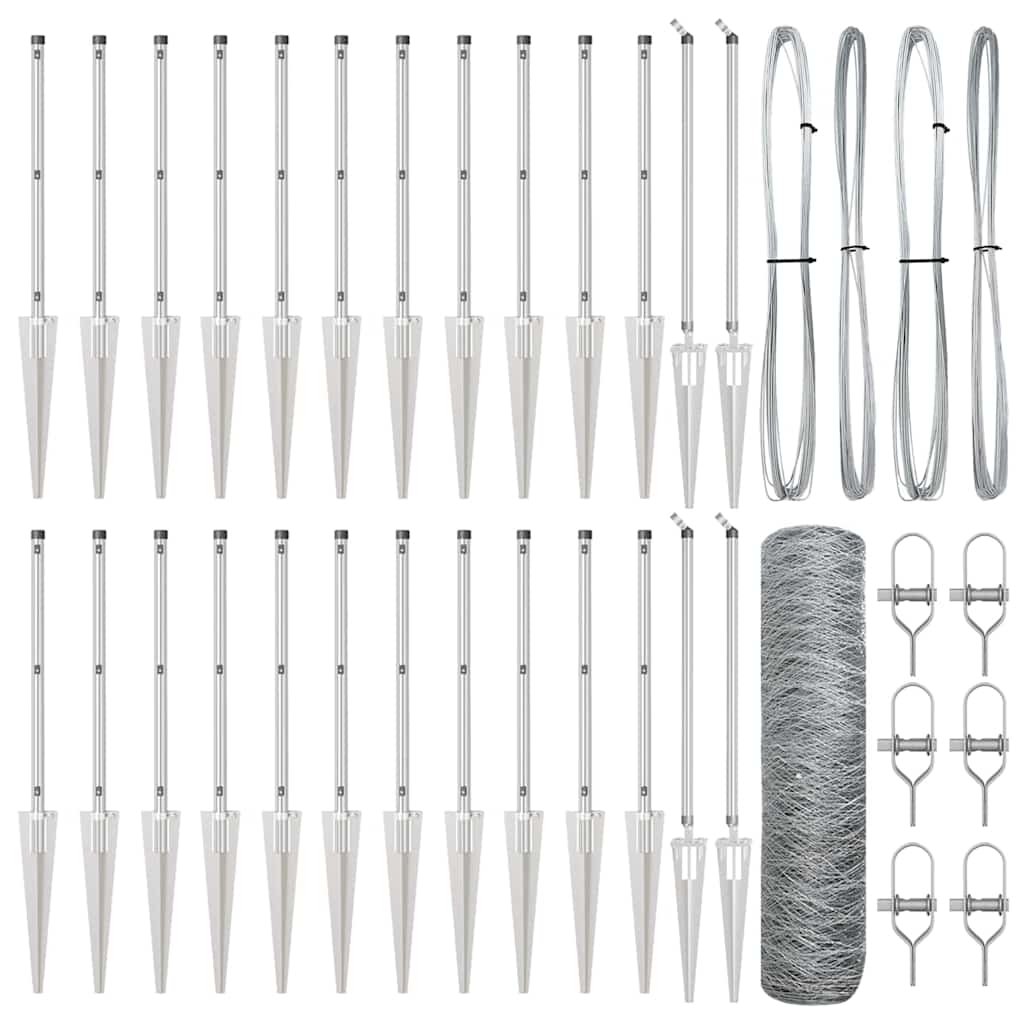 Afrasteringspaal Zilver 50 x 0,4 m (36 mm gaas) Staal
