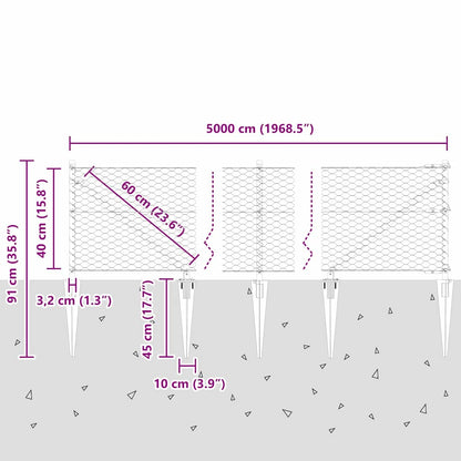 Afrasteringspaal Zilver 50 x 0,4 m (36 mm gaas) Staal