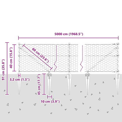 Afrasteringspaal Zilver 50 x 0,4 m (50 mm mesh) Staal