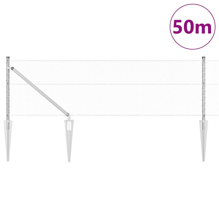 Afrasteringspaal Zilver 50 x 0,6 m (13 mm gaas) Staal