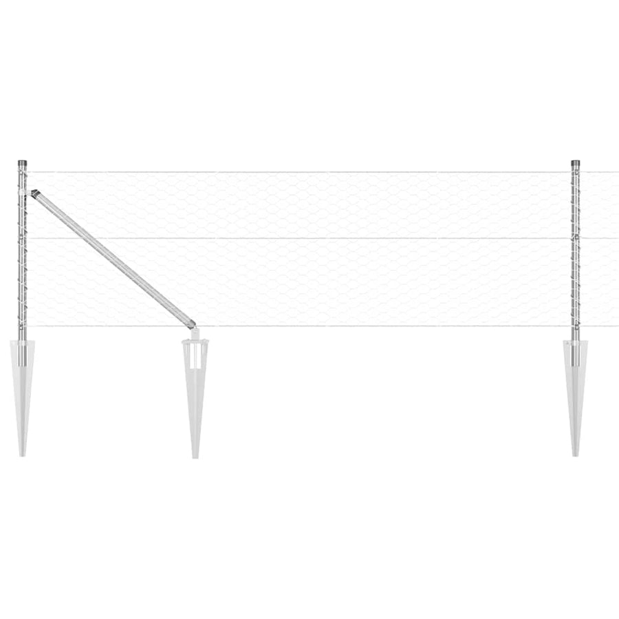Afrasteringspaal Zilver 50 x 0,6 m (36 mm gaas) Staal
