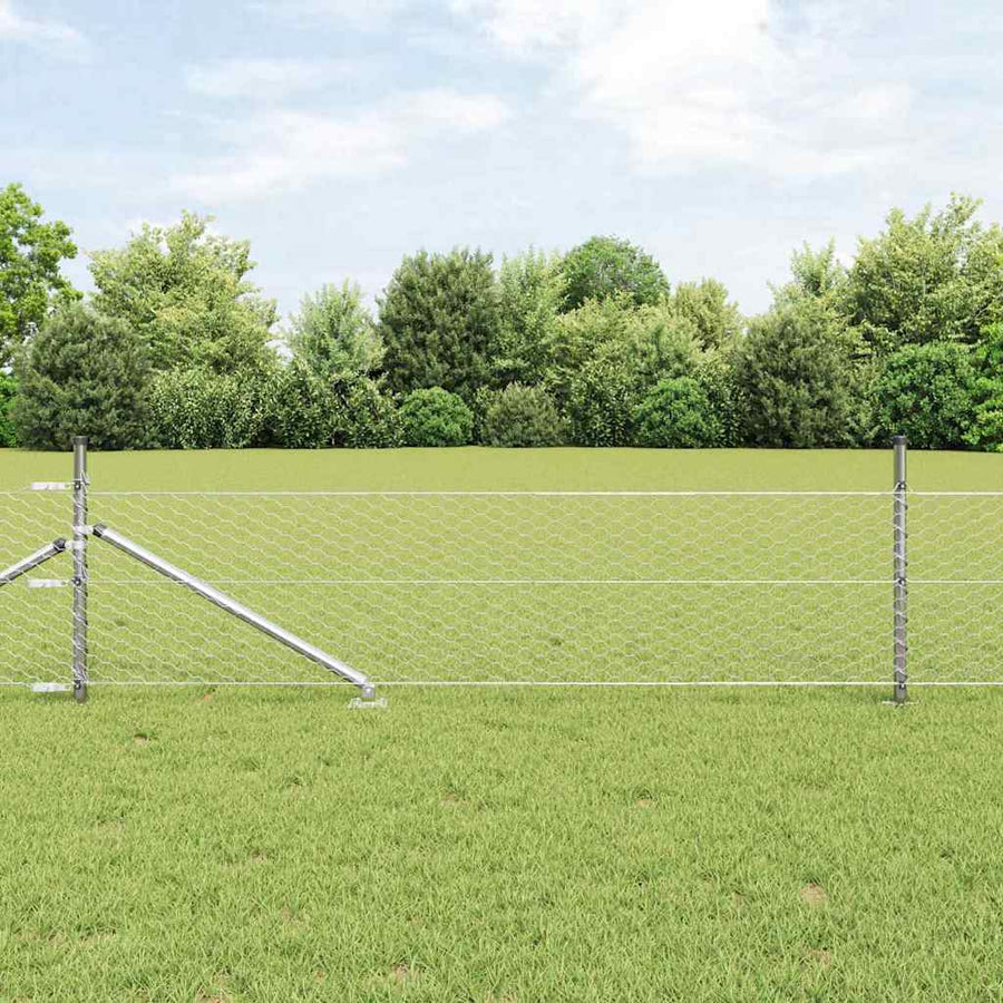 Afrasteringspaal Zilver 50 x 0,8 m (36 mm gaas) Staal