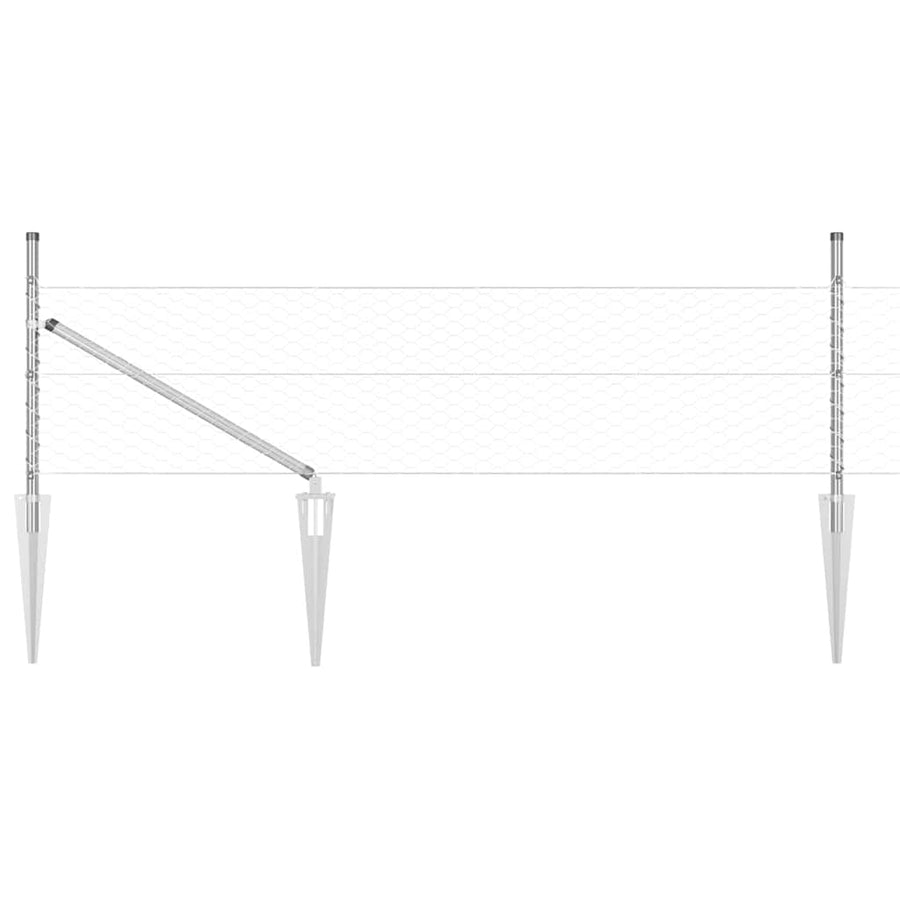 Afrasteringspaal Zilver 50 x 0,8 m (36 mm gaas) Staal