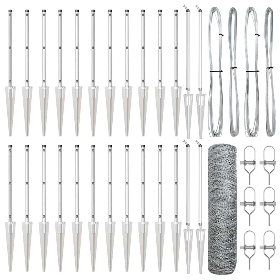 Afrasteringspaal Zilver 50 x 0,8 m (36 mm gaas) Staal