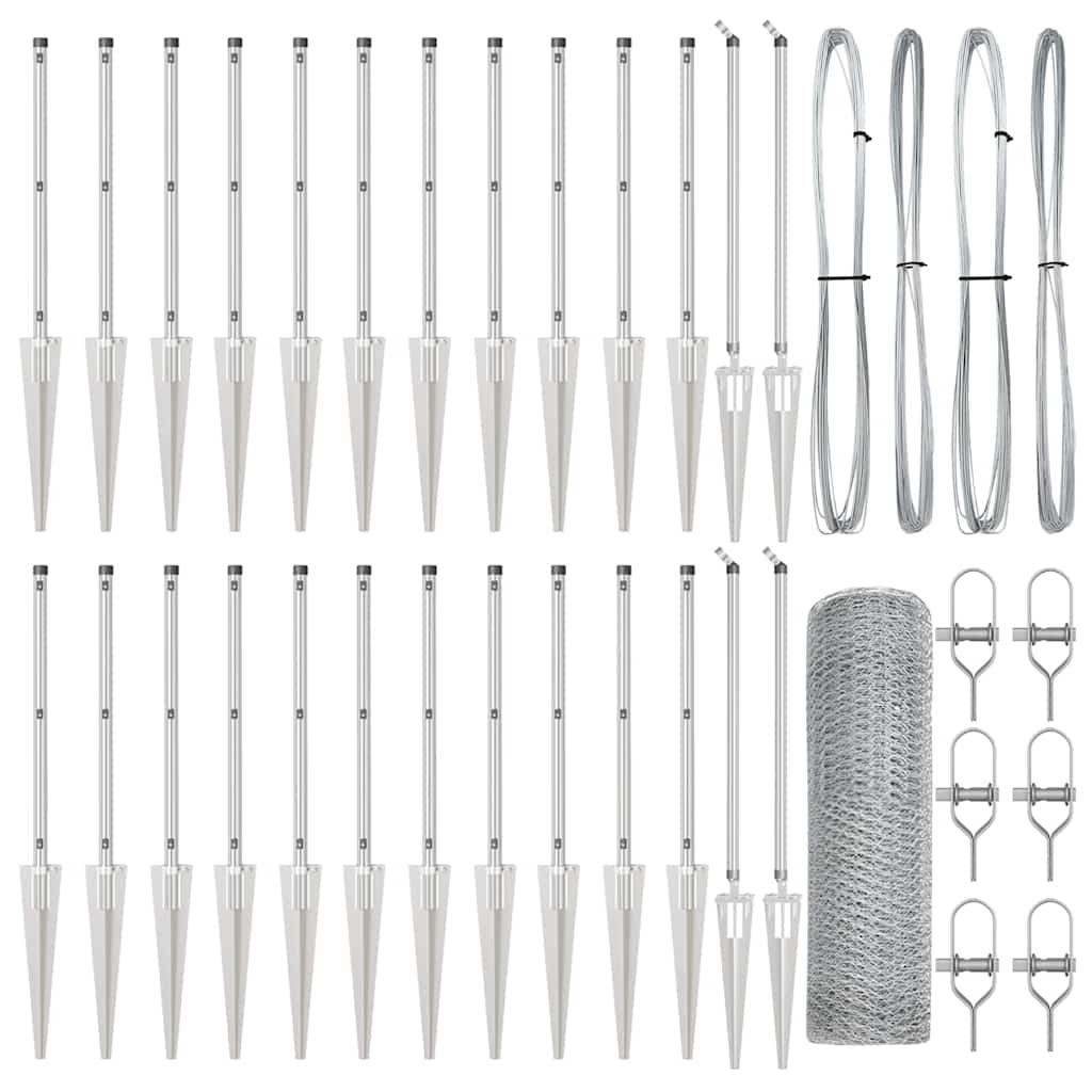 Afrasteringspaal Zilver 50 x 1 m (13 mm gaas) Staal