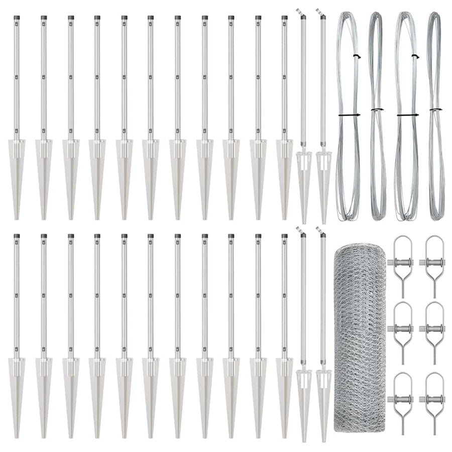 Afrasteringspaal Zilver 50 x 1 m (13 mm gaas) Staal