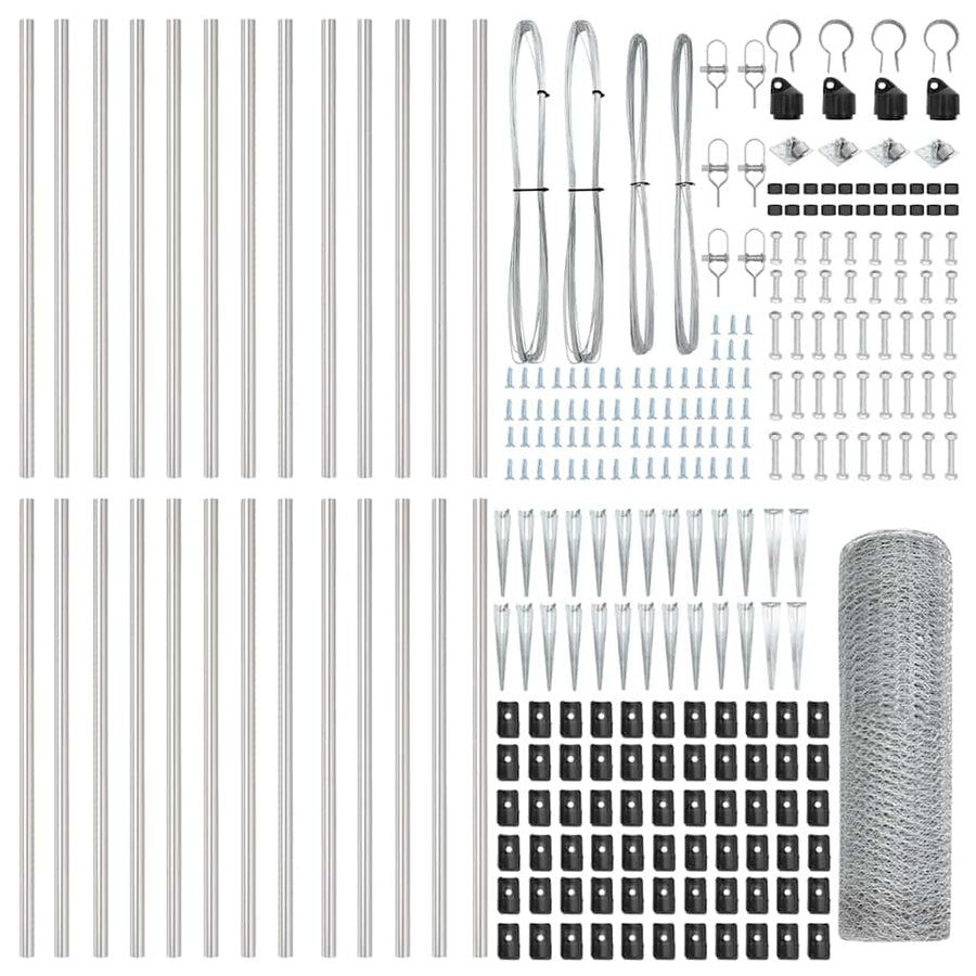 Afrasteringspaal Zilver 50 x 1 m (13 mm gaas) Staal