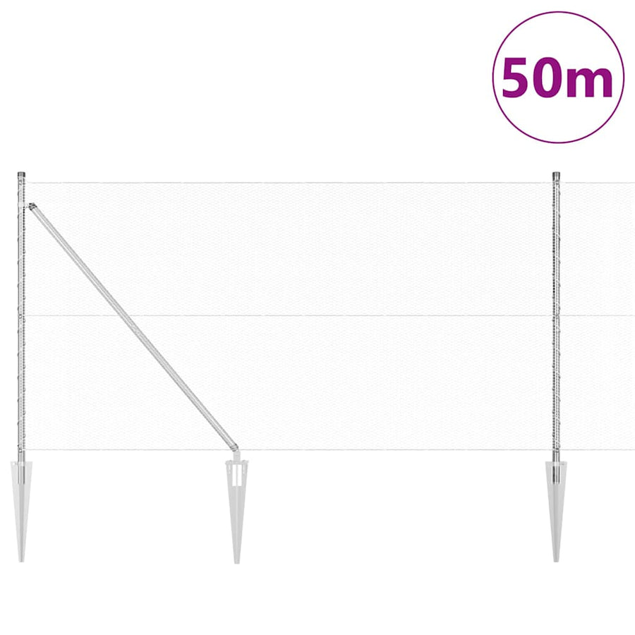 Afrasteringspaal Zilver 50 x 1 m (13 mm gaas) Staal
